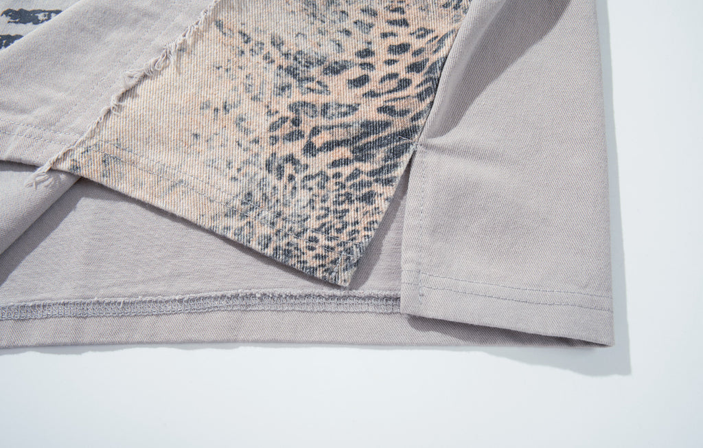 YAVIORA Leopard-Panel Cross Polo Shirt