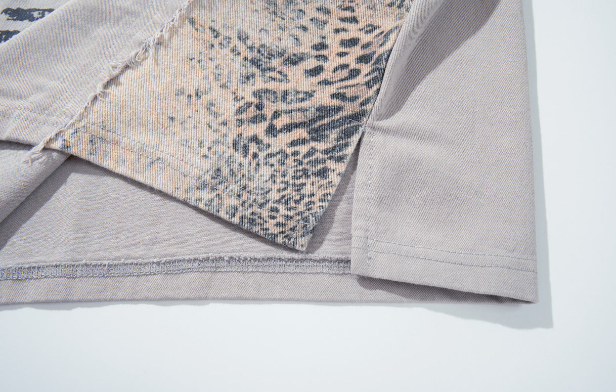 YAVIORA Leopard-Panel Cross Polo Shirt