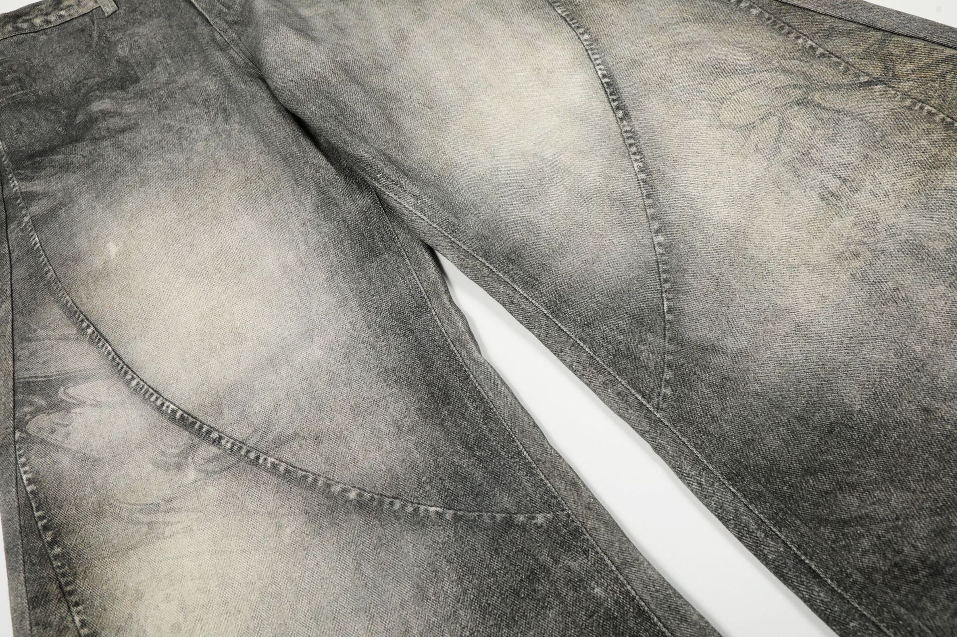 YAVIORA Spliced Dirty Wash Curved Baggy Pants