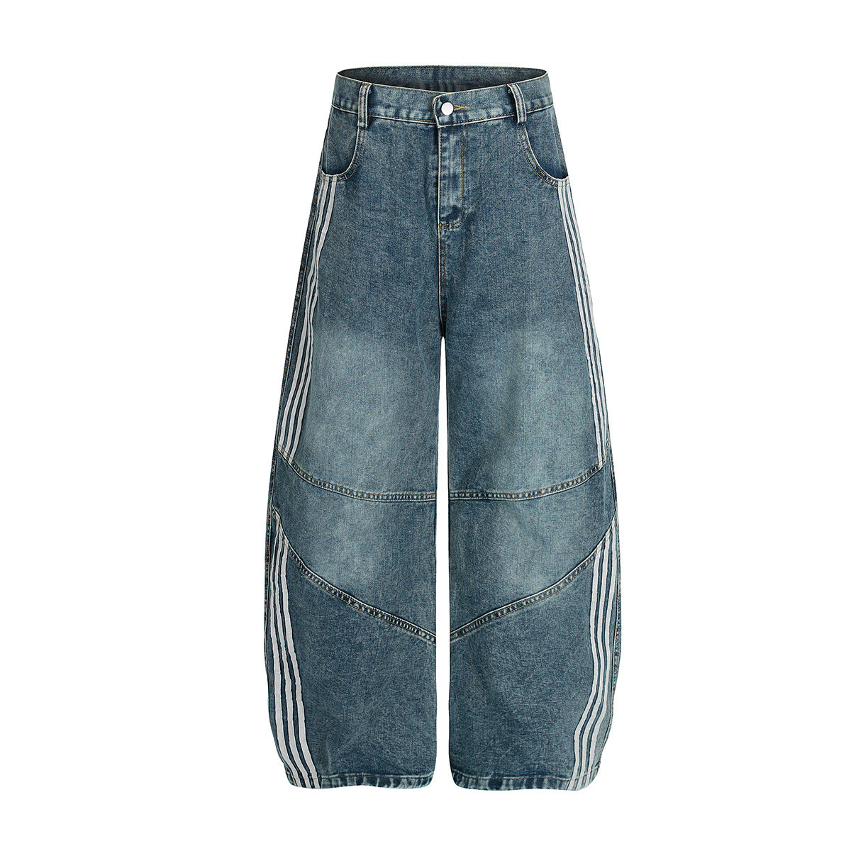 YAVIORA Deconstructed 3-Stripes Curved Wide Leg Pants