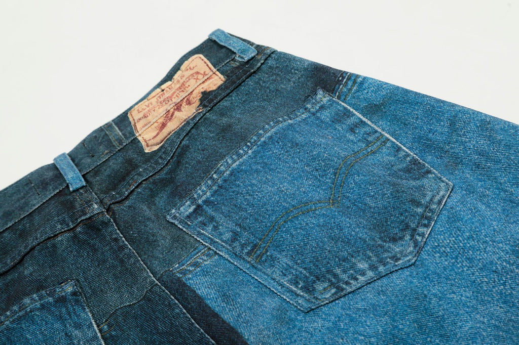 YAVIORA Irregular Printed Scimitar Cut Jeans