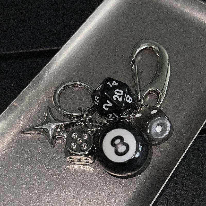 Yaviora Black 8 Dice String Handmade Bag Charm