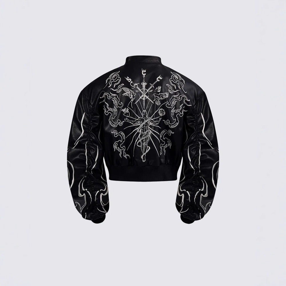 YAVIORA Lederjacke im Gothic-Stil