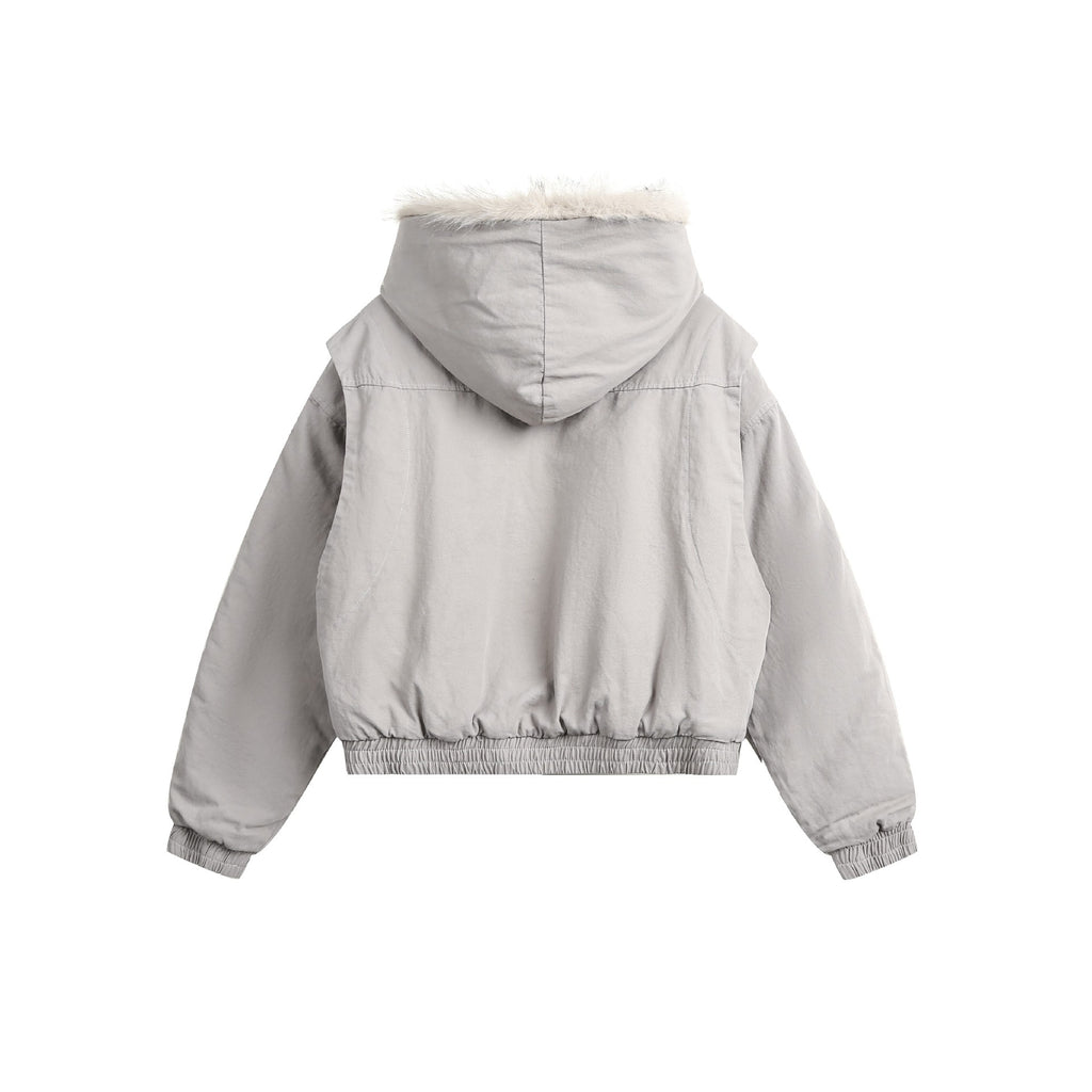 Light gray hooded jacket on a white background