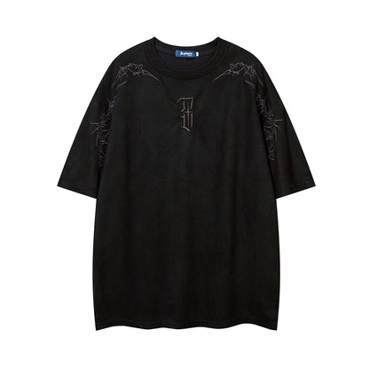 YAVIORA Besticktes Wildleder-T-Shirt