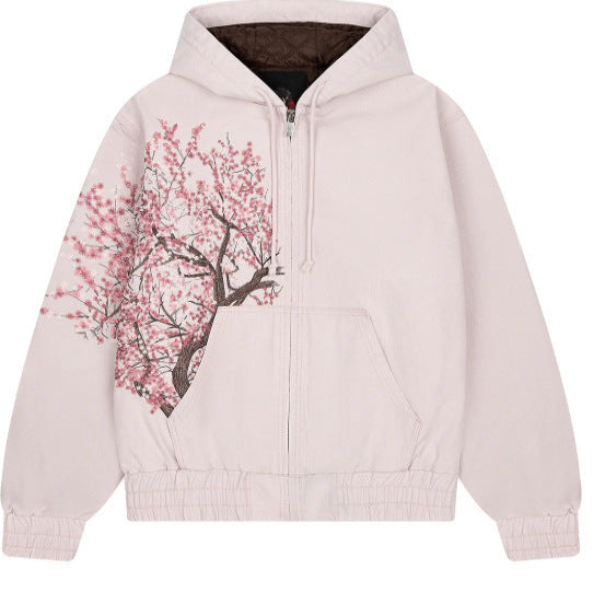 Retro Straight-leg Jeans with Plum Blossom Embroidery