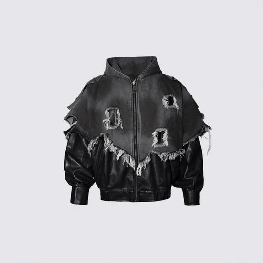 YAVIORA Distressed Denim Hoodie