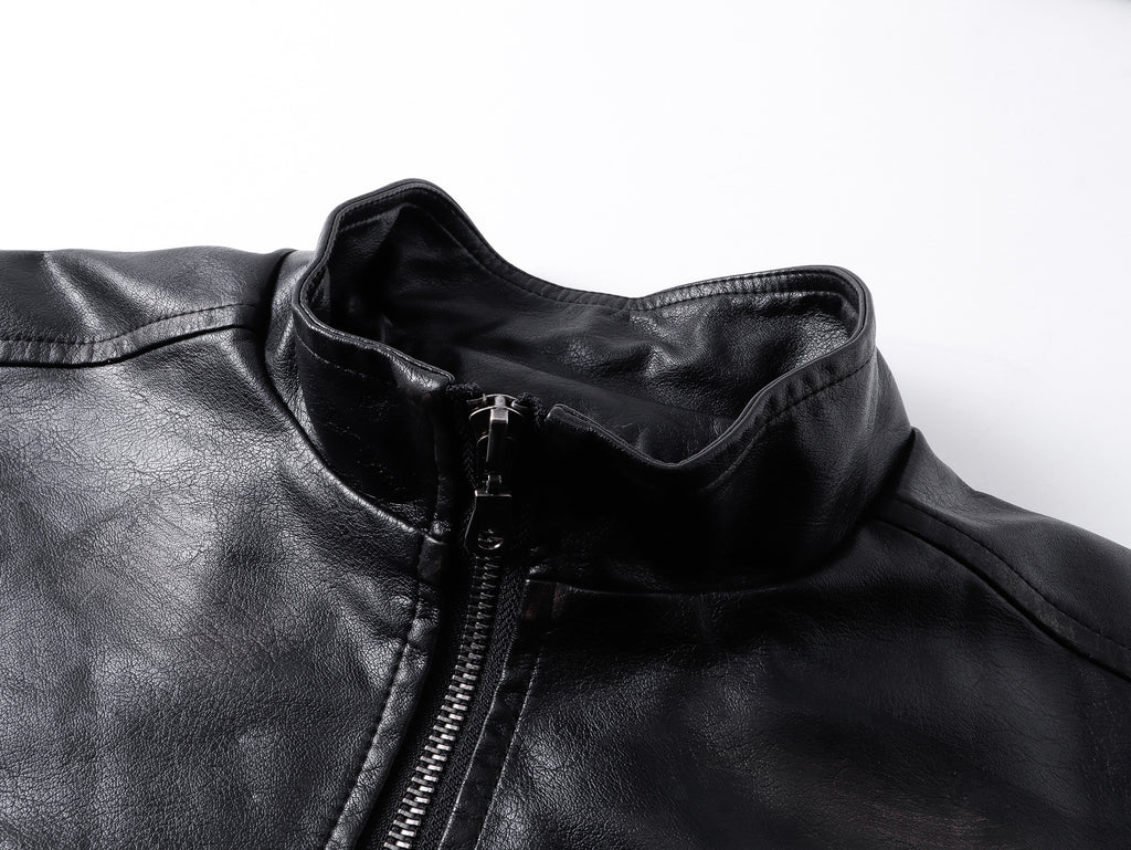 YAVIORA Riveted PU Leather Motorcycle Jacket
