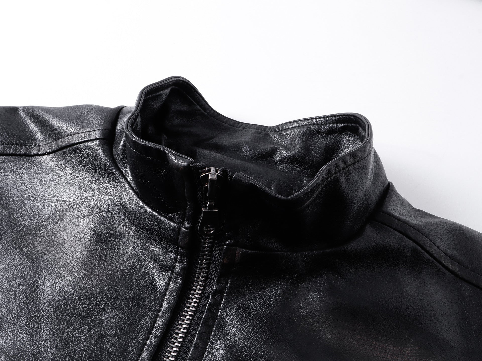 YAVIORA Riveted PU Leather Motorcycle Jacket