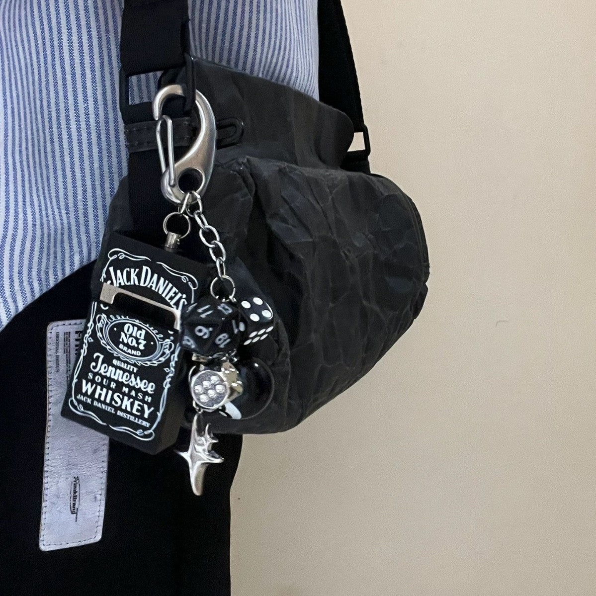 Black Punk Keychain Set Jack Daniels 8 Ball Dice Charm