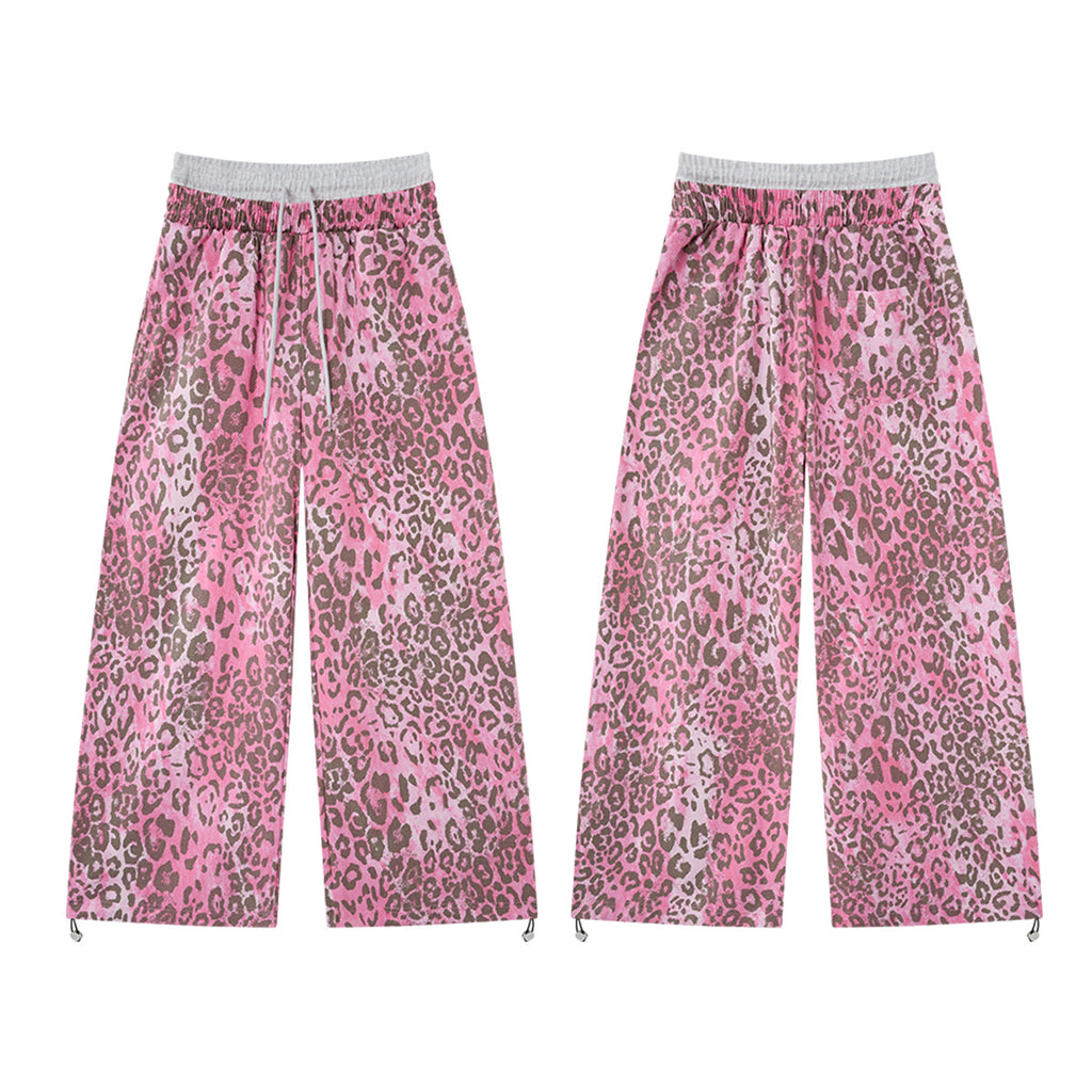 YAVIORA Pink Leopard Print Faux Two-Piece Pants
