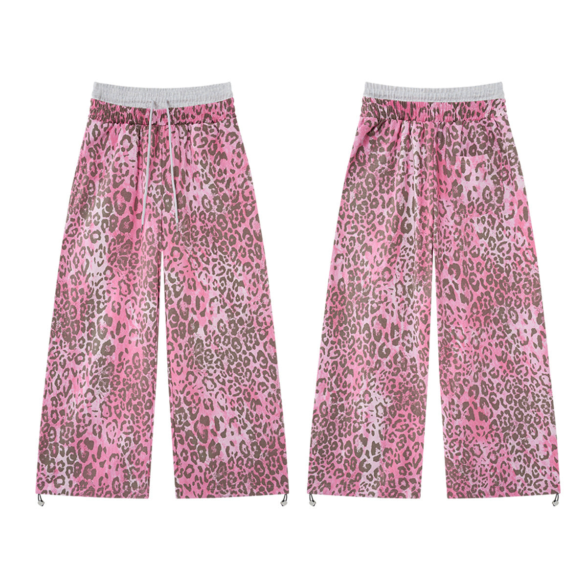 YAVIORA Pink Leopard Print Faux Two-Piece Pants