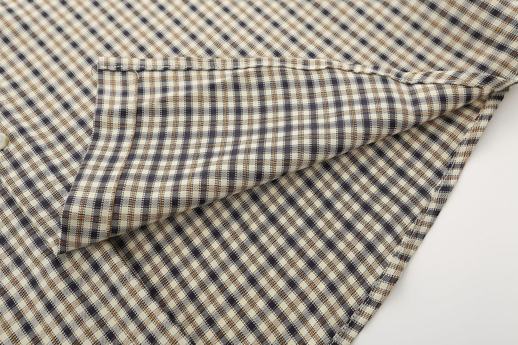 YAVIORA Denim Collar Plaid Shirt