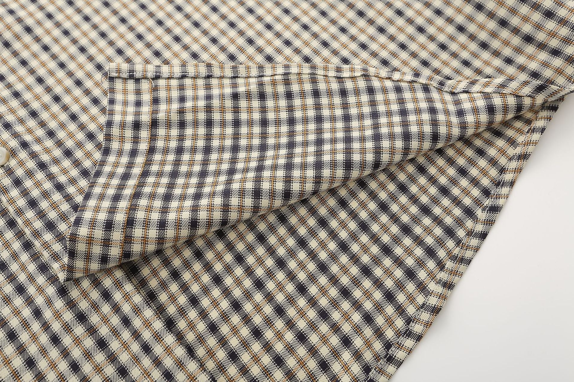 YAVIORA Denim Collar Plaid Shirt