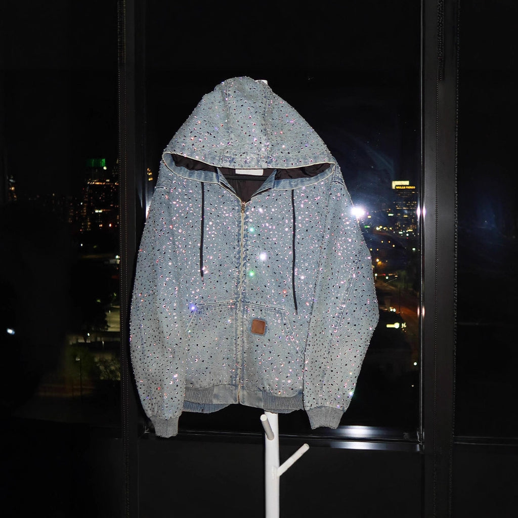 Y2K hip-hop heavy-duty rhinestone denim jacket