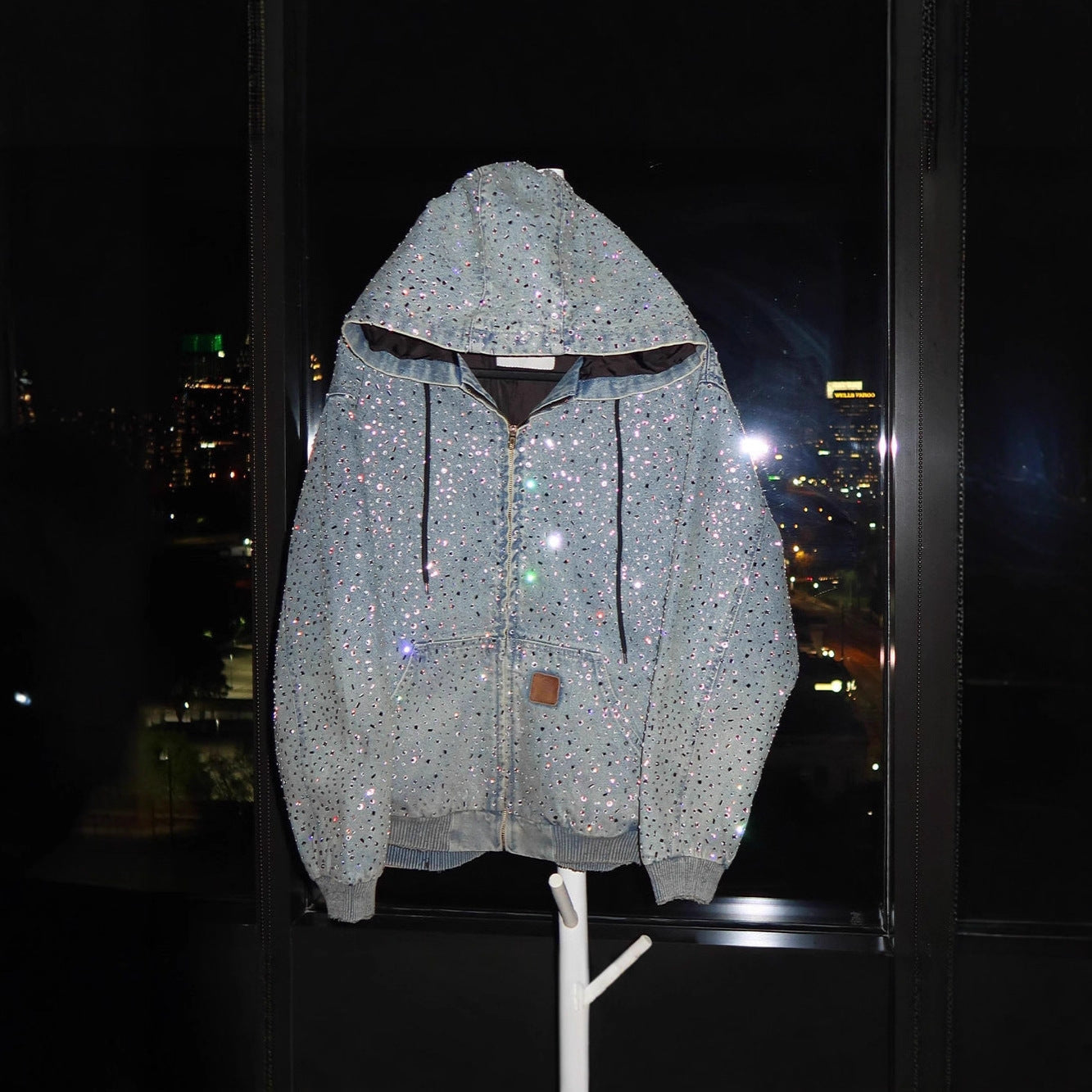 Y2K hip-hop heavy-duty rhinestone denim jacket