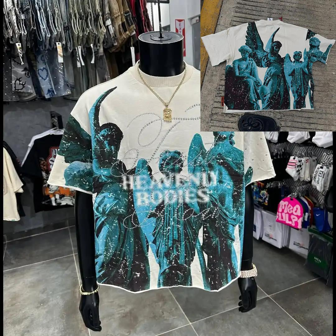 Y2K Greek statue print short-sleeved loose-fitting T-shirt
