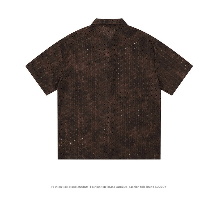 Yaviora Ripped Short-Sleeve Tie-Dye Shirt