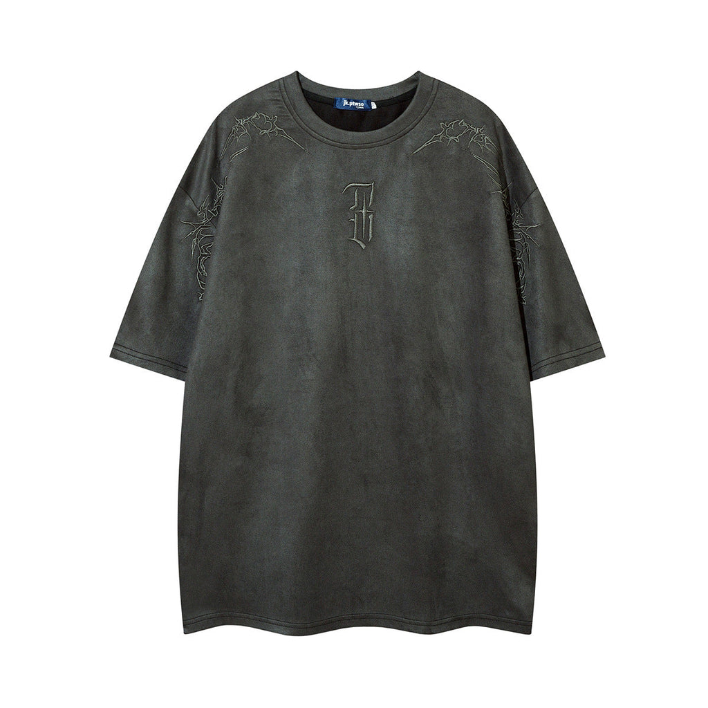 YAVIORA Besticktes Wildleder-T-Shirt