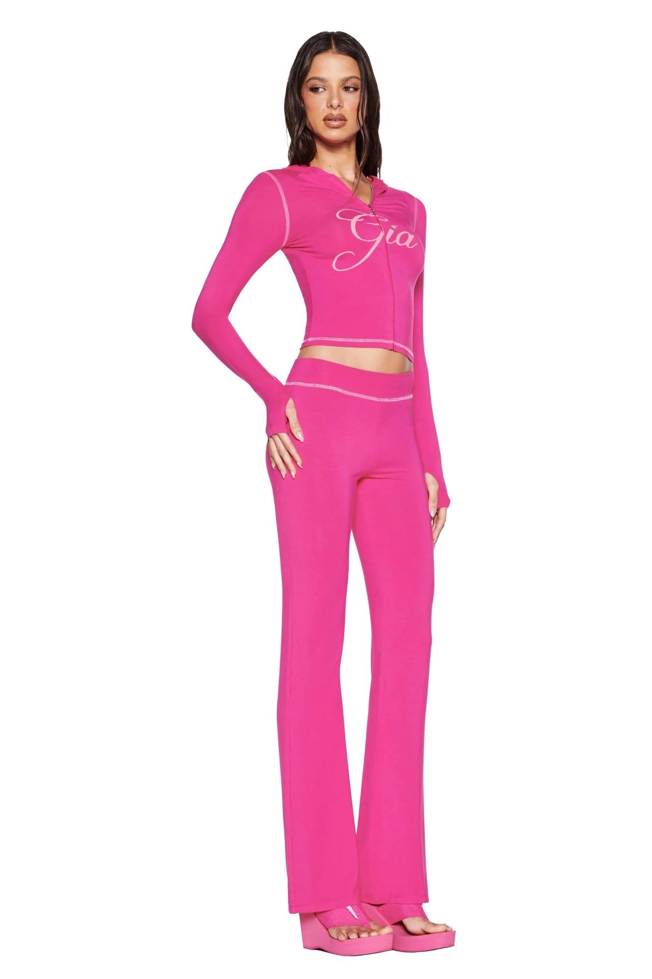 y2k hot girl letter print low-rise trousers two-piece set