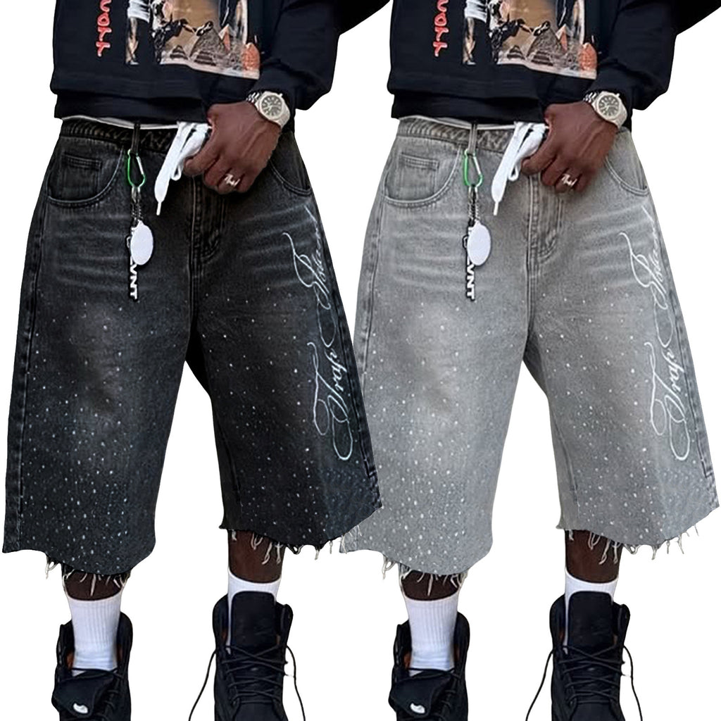 Y2K Straight Leg Wide Leg Distressed Loose Fit Capri Pants