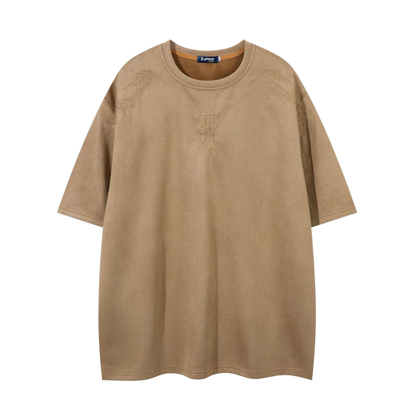 YAVIORA Besticktes Wildleder-T-Shirt