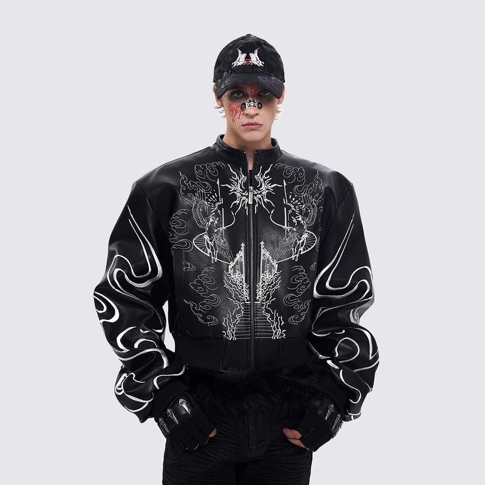 YAVIORA Lederjacke im Gothic-Stil