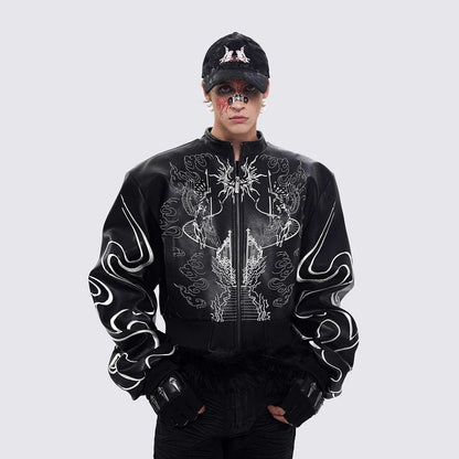 YAVIORA Lederjacke im Gothic-Stil