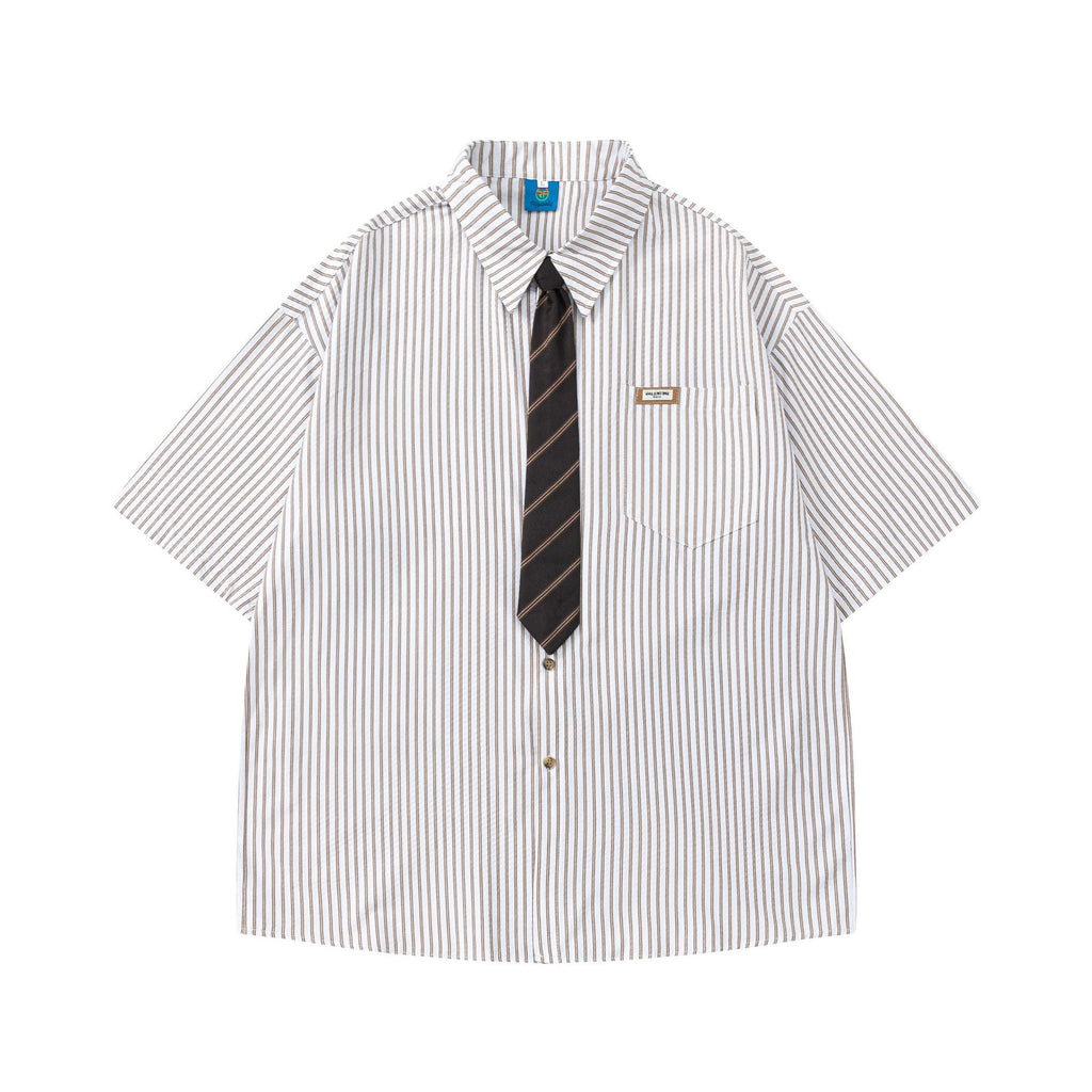 YAVIORA Chic Striped Tie Shirt