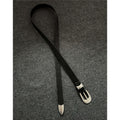 Black Western Belt Silver Buckle Slim Waist Belt Women
