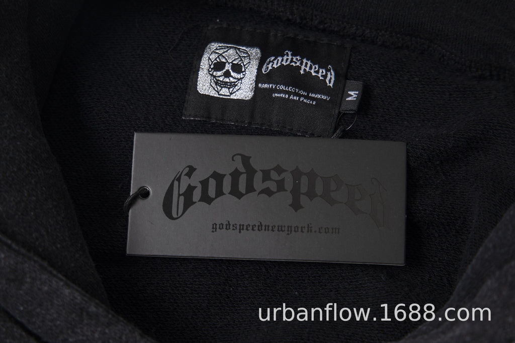 Vintage-Washed Pure Cotton Hip-Hop/Streetwear Hoodie with Print