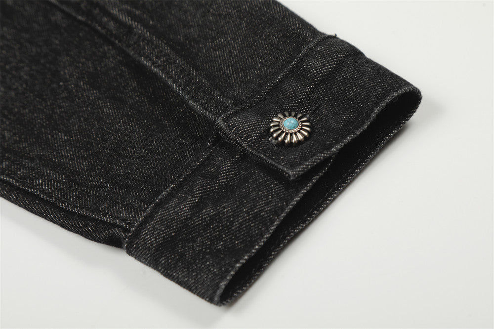 YAVIORA Pleated Denim Jacket