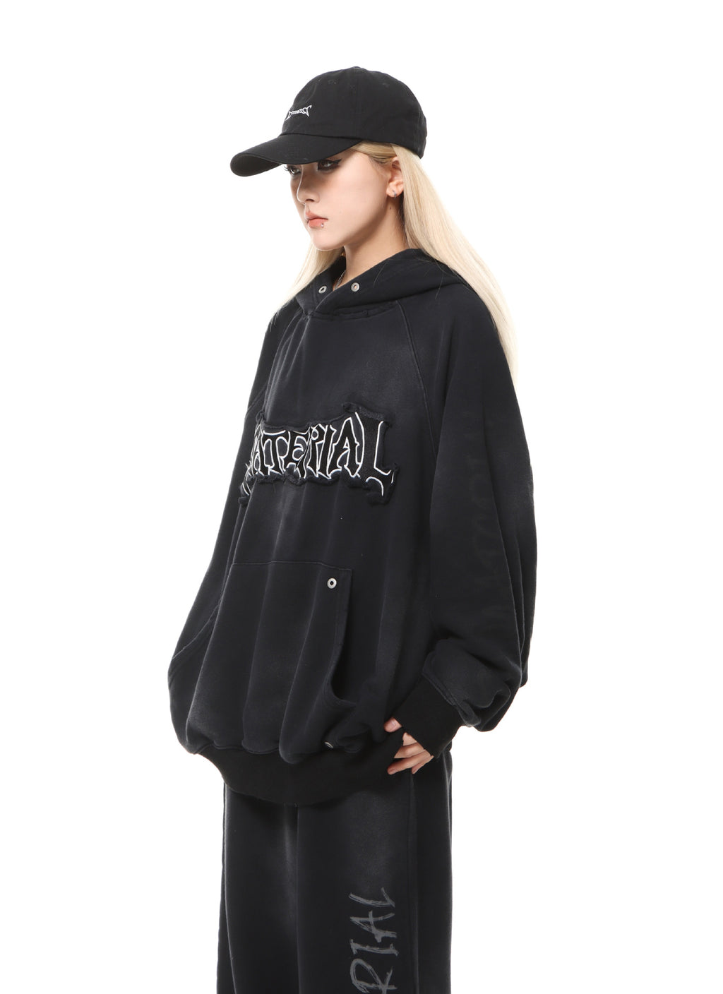 YAVIORA Wasteland Style Washed Embroidered Hoodie