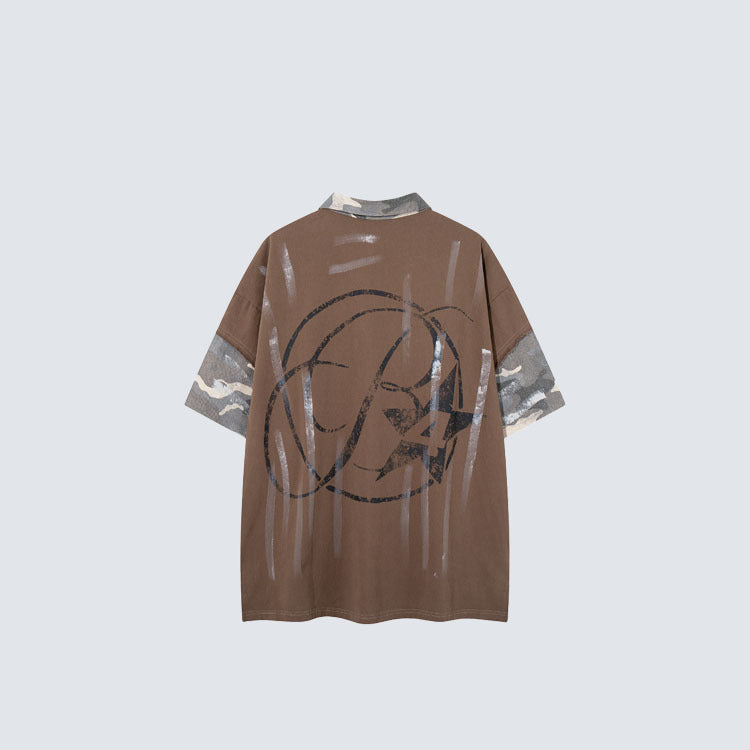 YAVIORA Paint Splatter Color Block T-Shirt