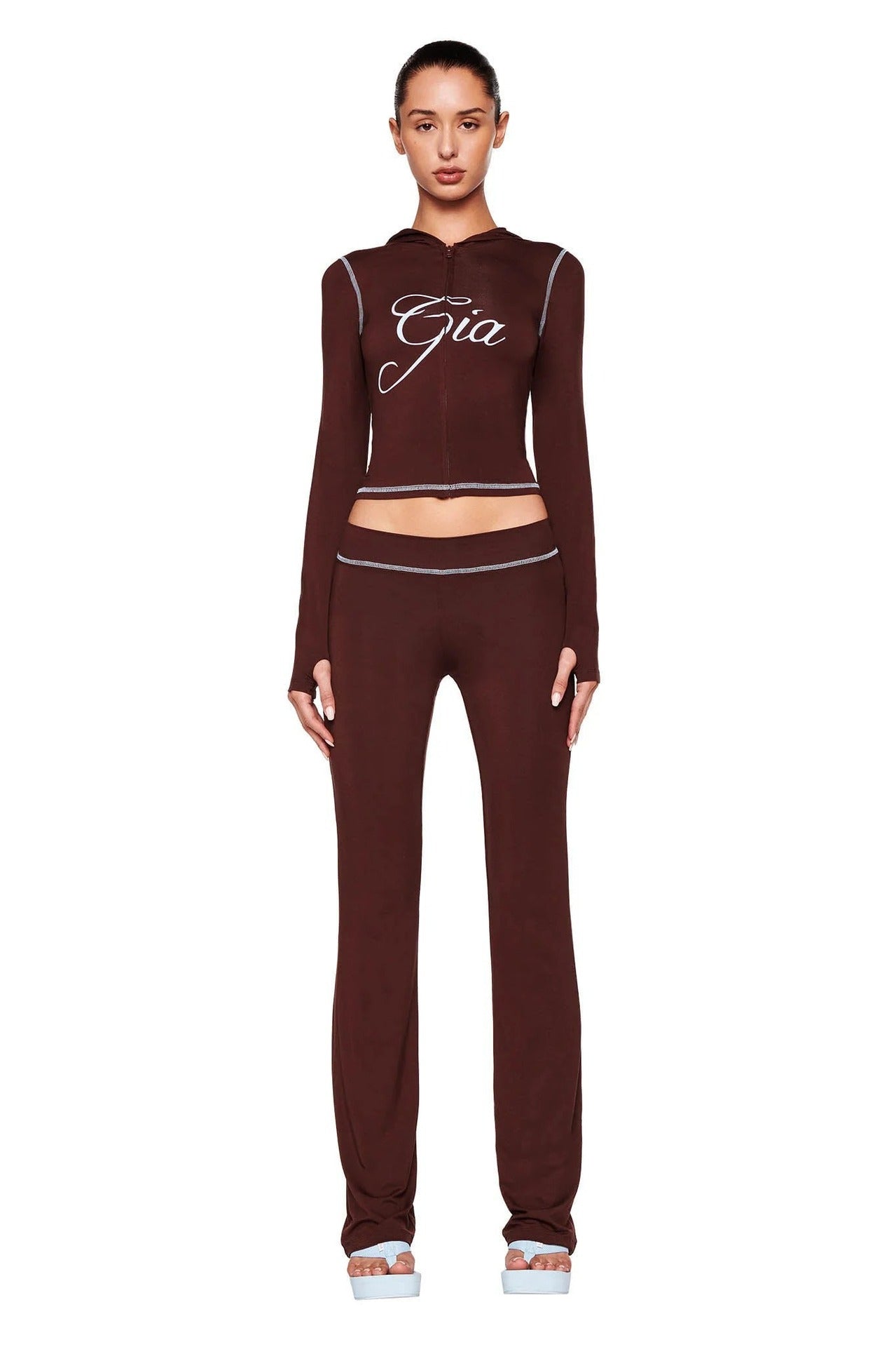 y2k hot girl letter print low-rise trousers two-piece set