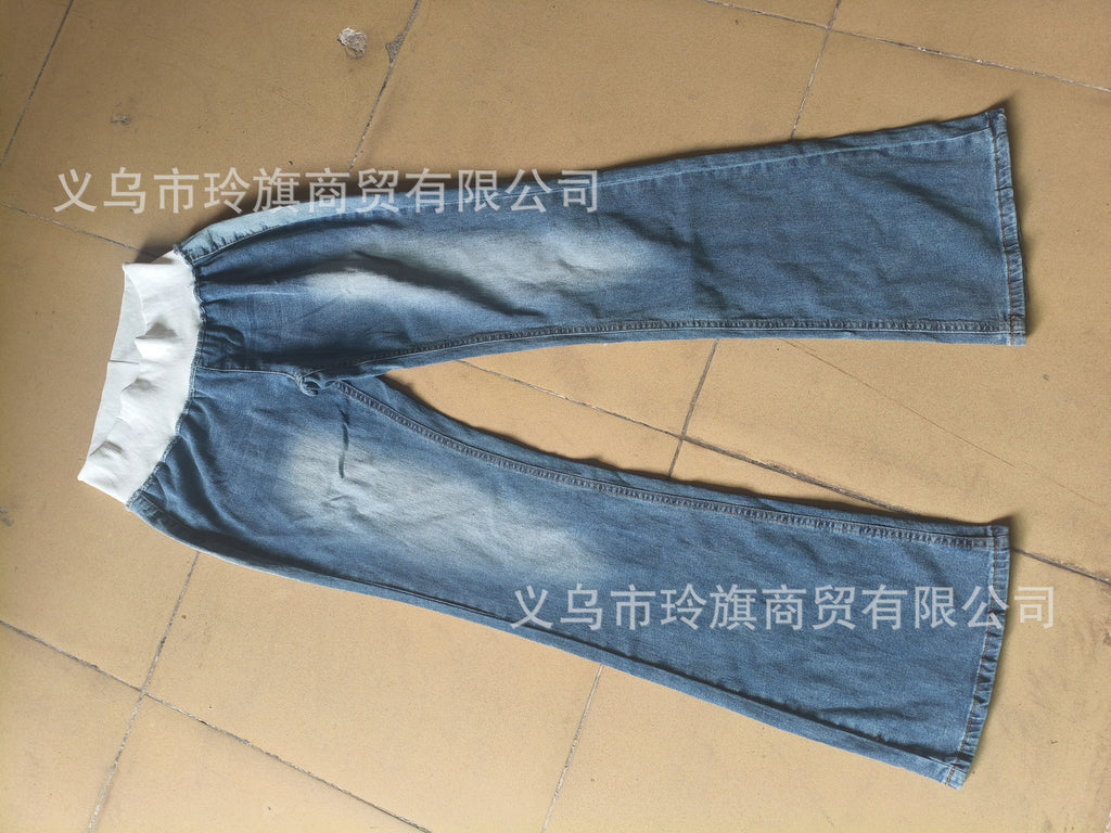 Y2K Patchwork Loose-Fit Low-Rise Jeans with Fold-Over Waistband