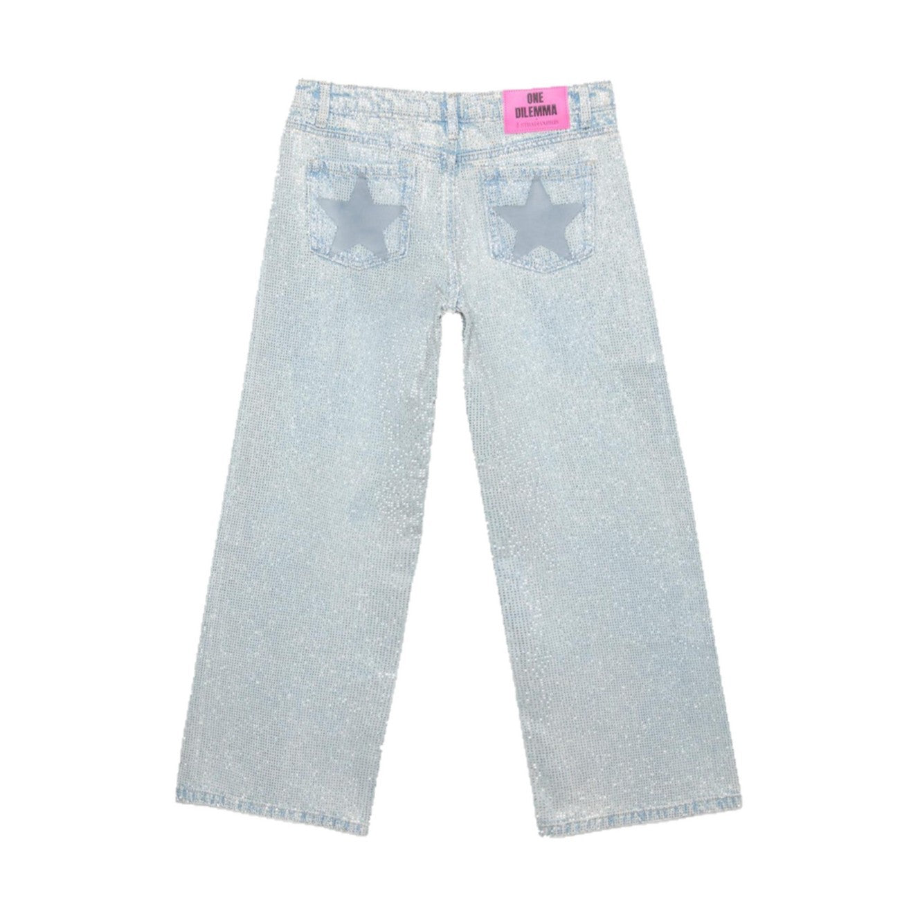 Star Print Rhinestone Embroidered Jeans