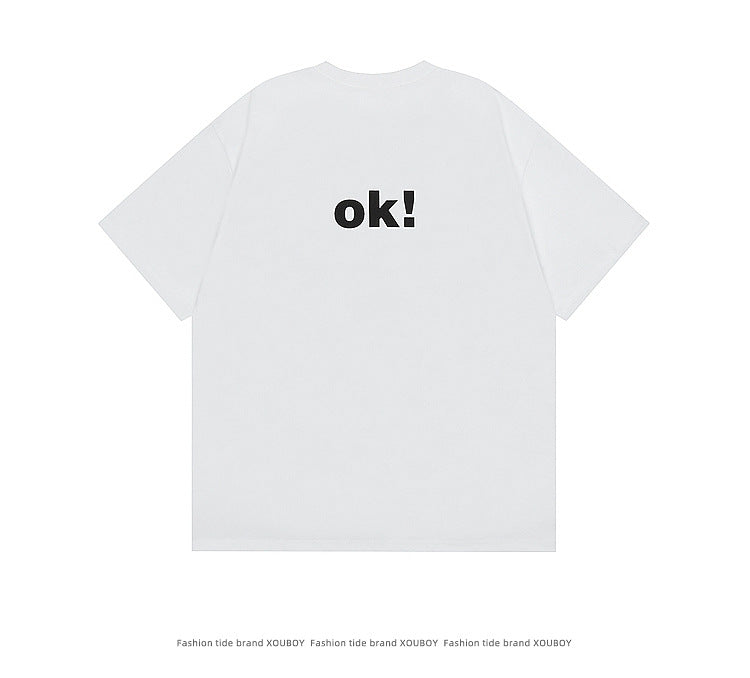 Yaviora Campus Letter OK Print Short-Sleeve T-Shirt