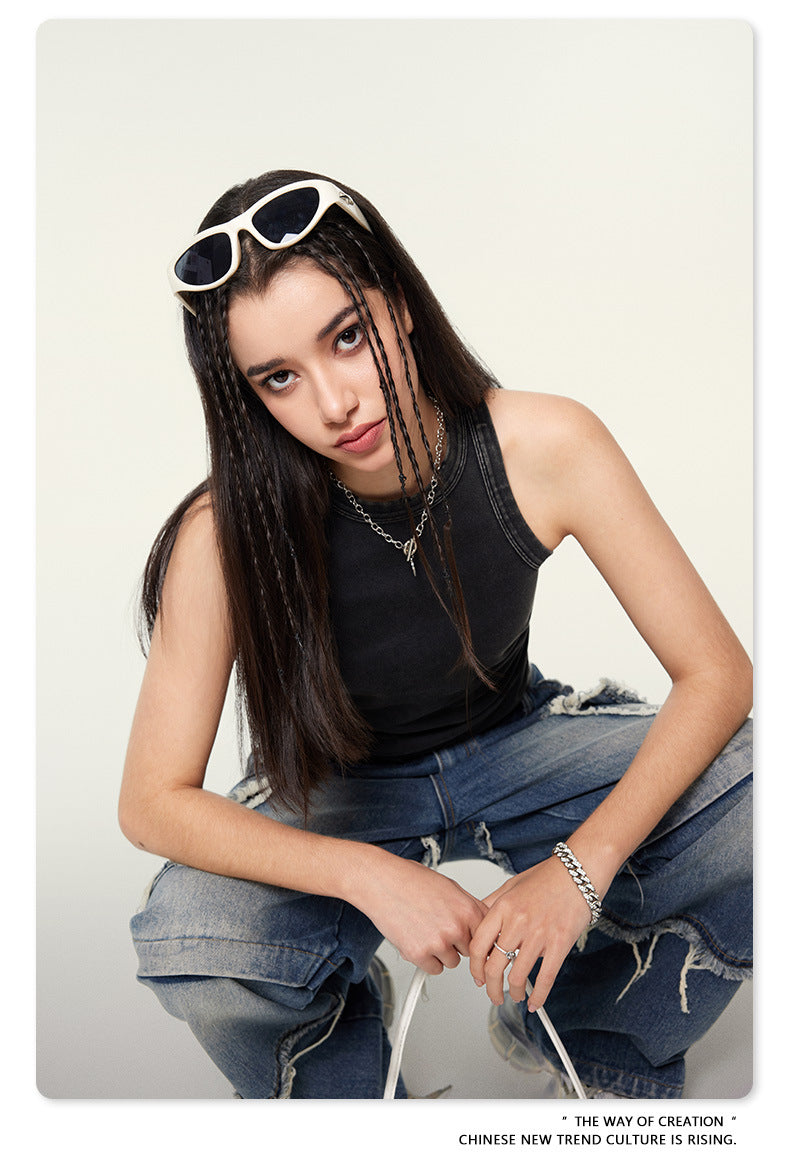 Yaviora American Distressed Hot Girl Style Vest for Women