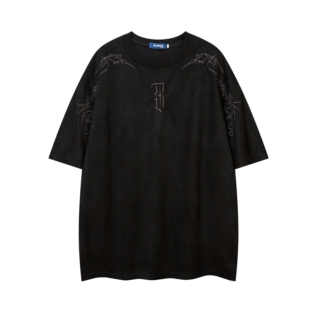 YAVIORA Besticktes Wildleder-T-Shirt