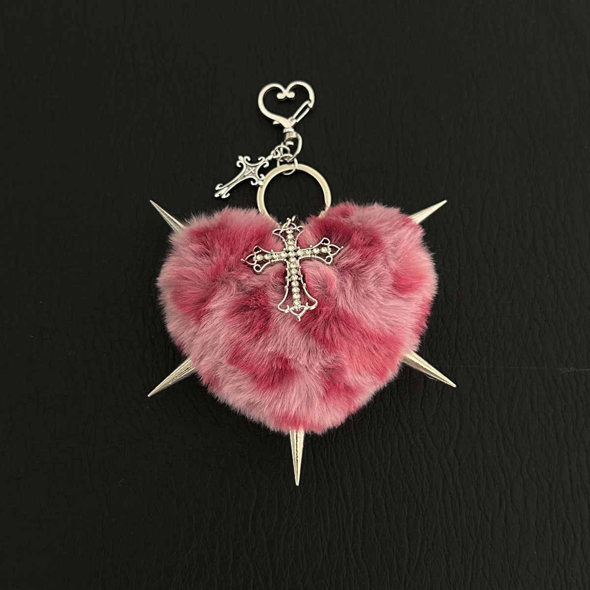 Y2K Spiked Plush Heart Keychain