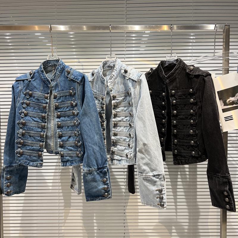 Y2K Classic Metal Ripped Button Washed Denim Jacket
