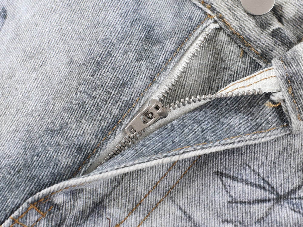 Yaviora American Style Printed Graffiti Jeans