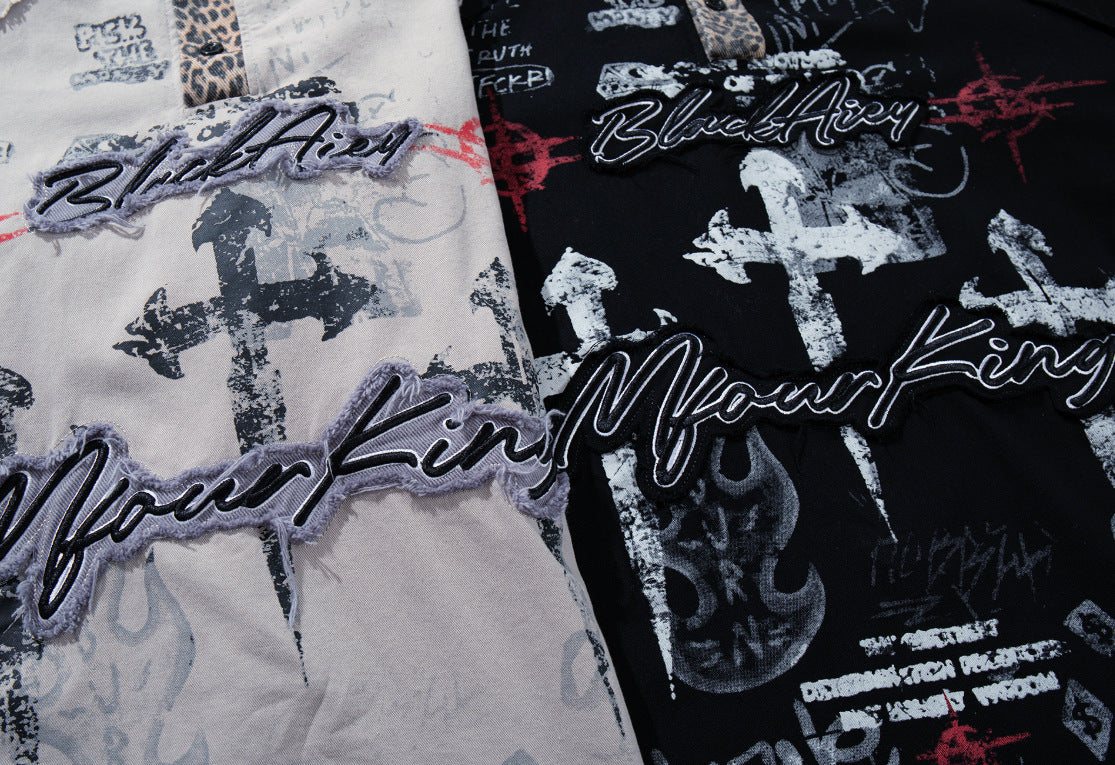 YAVIORA Leopard-Panel Cross Polo Shirt