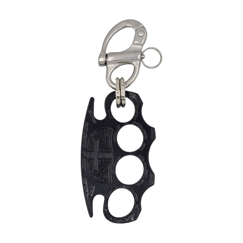 Black Knuckle Duster Keychain Heavy Metal Keyring
