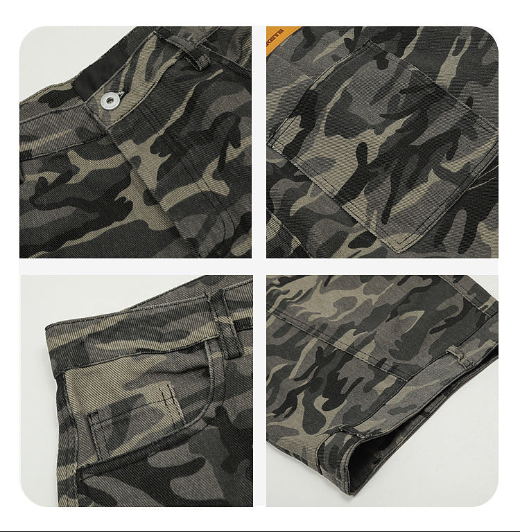 Yaviora camouflage cargo wide-leg pants