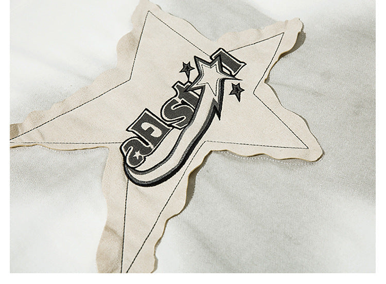 Yaviora American Retro Star Appliqué Short-Sleeve T-Shirt