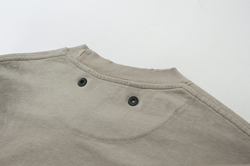 YAVIORA distressed tee with patchwork embroidery