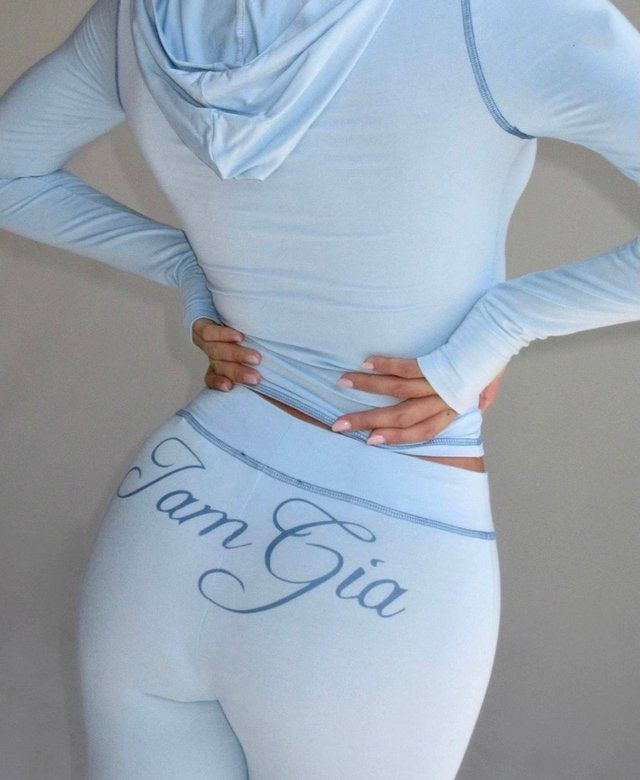 y2k hot girl letter print low-rise trousers two-piece set