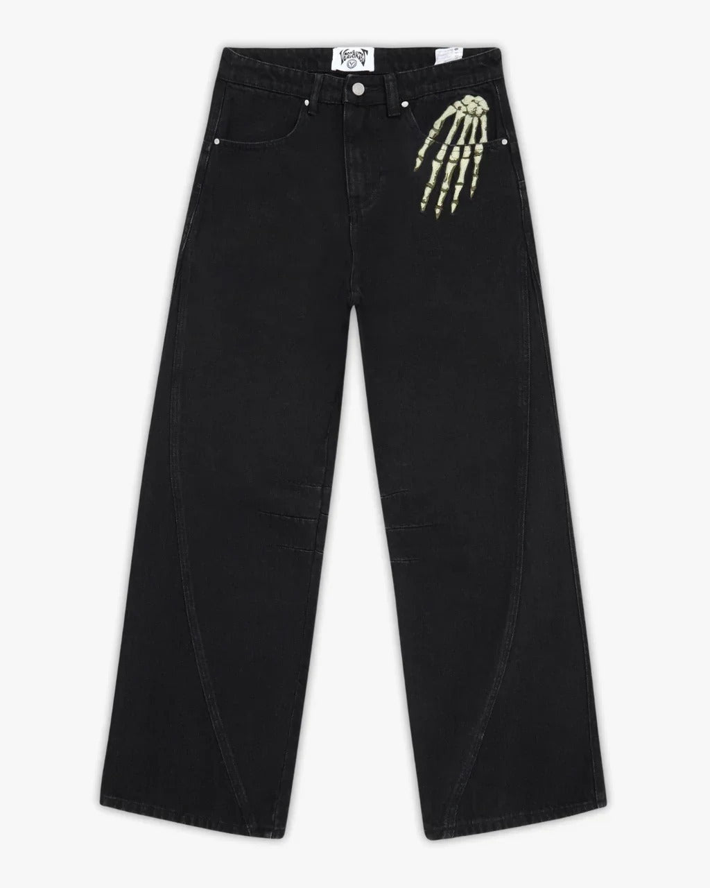 Vintage-Style Wide-Leg Jeans with Intricate Embroidery